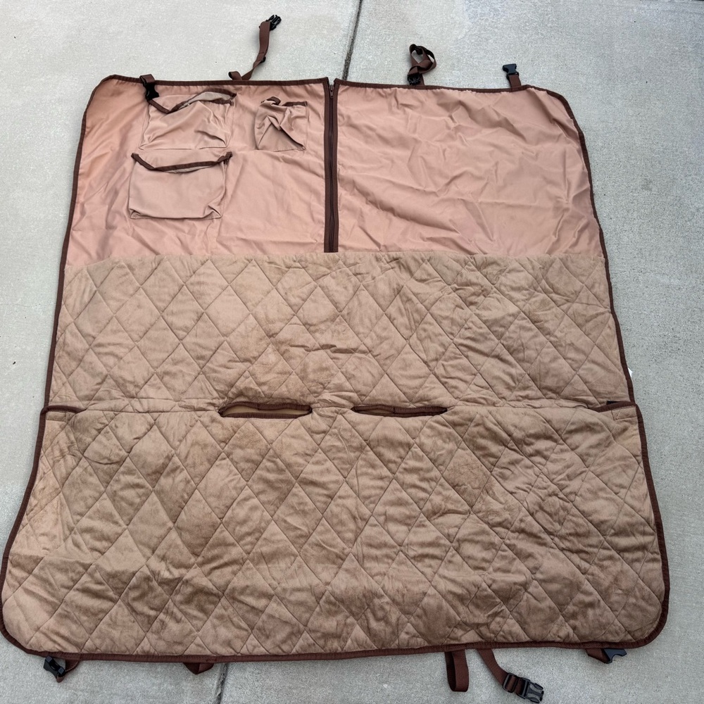 Brown Quilted Dog Car Seat Cover